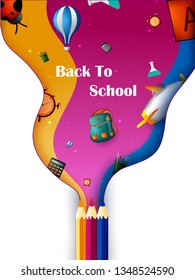 Back to School concept with different education and learning objects. Vector illustration