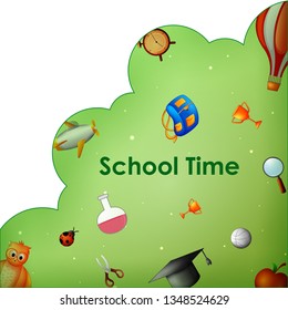 Back to School concept with different education and learning objects. Vector illustration