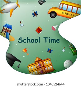 Back to School concept with different education and learning objects. Vector illustration