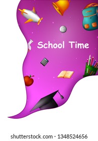 Back to School concept with different education and learning objects. Vector illustration