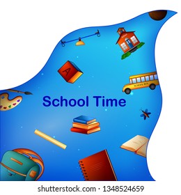 Back to School concept with different education and learning objects. Vector illustration