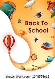 Back to School concept with different education and learning objects. Vector illustration