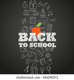 Back to school concept. Different education symbols vector illustration