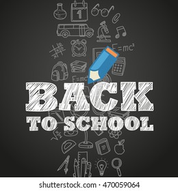 Back to school concept. Different education symbols vector illustration