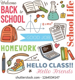 Back to school concept doodle background