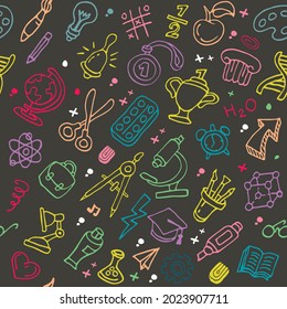 De vuelta al concepto escolar. Iconos del doodle educativo.