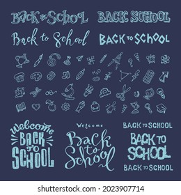 De vuelta al concepto escolar. Iconos del doodle educativo.