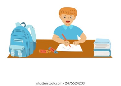 Back to school concept elements set. Online school kid and teacher. Education characters and elements set. Book reading female teacher. Girl with schoolbag. September, teachers day holiday background.