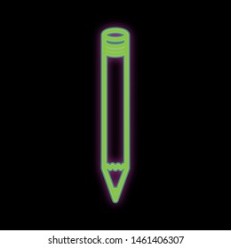 Back to school concept, flat design. Neon icon school pencil in illuminated green. Vector
