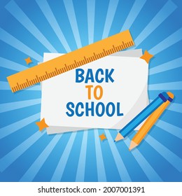 Back To School Concept. Flat Design Background