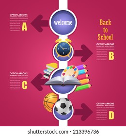 Back to School Concept Flat Infographics Vector Design 