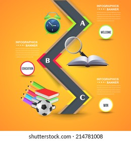 Back to School Concept Flat Infographics Vector Design