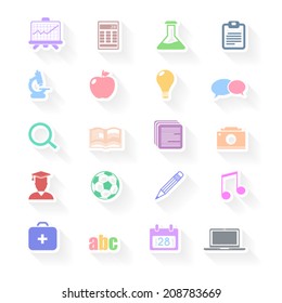 Back to School Concept Flat Website Vector Icons Set