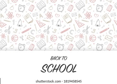 De vuelta al concepto escolar con garabatos graciosos. Vector