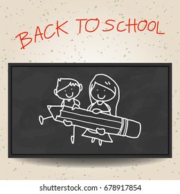 Back to School concept hand drawing happy kids cartoon vector