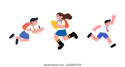 back to school conceito ilustração crianças usando uniformes escolares