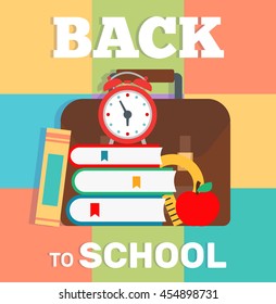 back to school concept illustration in flat style on color background