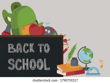 Back to school concept illustration lesrning, education art, instruments