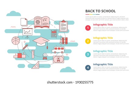 back to school concept for infographic template banner with four point list information