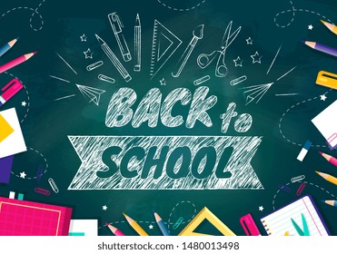 Back to school concept with school items and elements. vector banner design