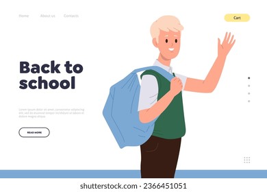 Back to school concept for landing page design template advertising online education service