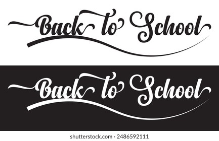 Back to school concept lettering black and white colors vector illustration. EPS 10