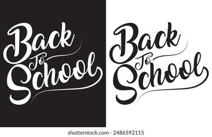 Letras conceptuales de vuelta a la escuela en blanco y negro colores Ilustración vectorial. EPS 10