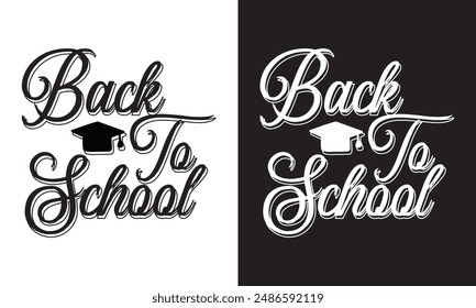 Back to school concept lettering black and white colors vector illustration. EPS 10