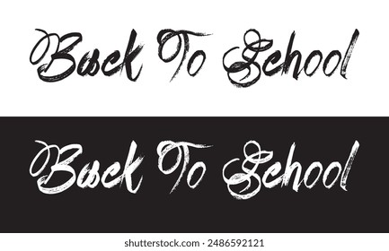 Letras conceptuales de vuelta a la escuela en blanco y negro colores Ilustración vectorial. EPS 10
