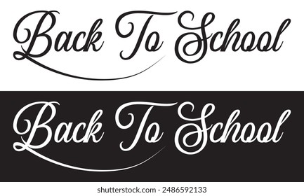 Back to school concept lettering black and white colors vector illustration. EPS 10