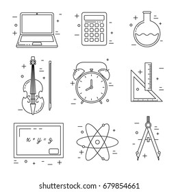 Back to school concept, line art vector icons design