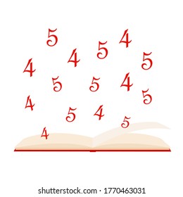 Back to school concept, notebook with pen sign on white background, Homework and grades icon in а flat style. Vector illustration.