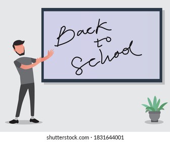 Back to School concept on white board and the teacher in vector collections
