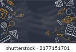 Back to School Concept over Chalkboard Background, Vector Illustration 