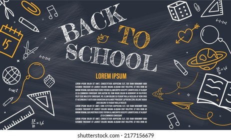 Back to School Concept over Chalkboard Background, Vector Illustration 