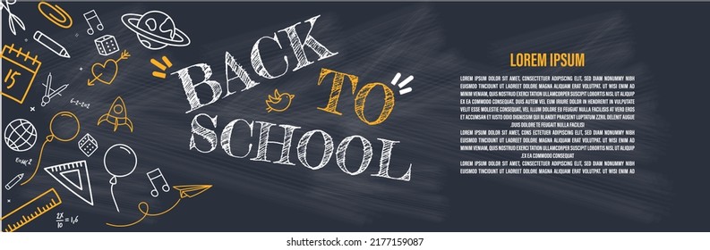 Back to School Concept over Chalkboard Background, Vector Illustration 