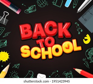 Back to school concept. Pencils and doodling elements