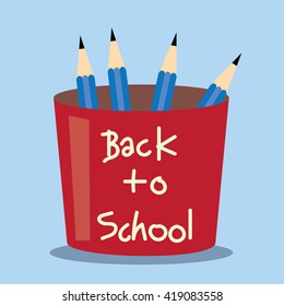 Back to school concept .pencils in the red box-vector