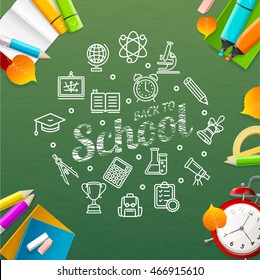 Back to School Concept. Ready for Cards and Posters. Vector illustration