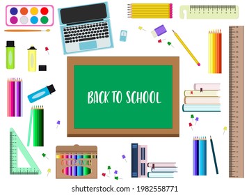 Back to school concept. A set of different elements for the school.
