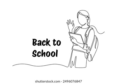 Back to school concept. Single line draw design vector graphic illustration.