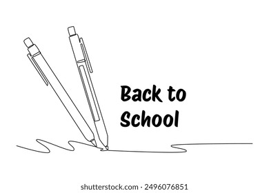 Back to school concept. Single line draw design vector graphic illustration.