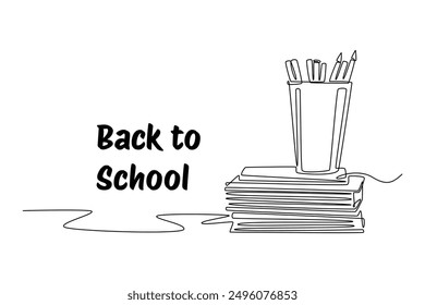 Back to school concept. Single line draw design vector graphic illustration.