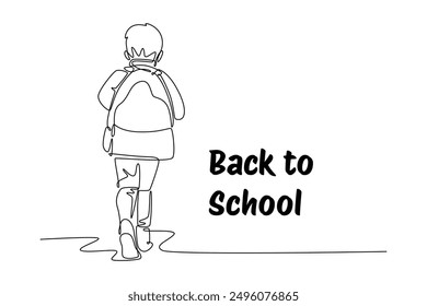 Back to school concept. Single line draw design vector graphic illustration.