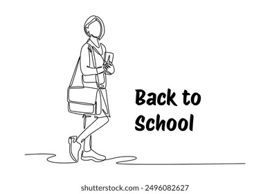 Back to school concept. Single line draw design vector graphic illustration.