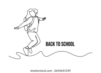 Zurück zum Schulkonzept. Einzeiliges Zeichnungsdesign. Vektorgrafik