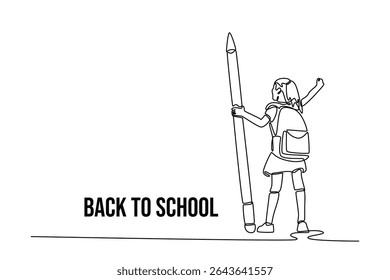 Back to school concept. Single line draw design. Vector graphic illustration