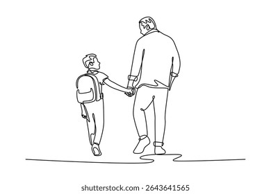 Back to school concept. Single line draw design. Vector graphic illustration