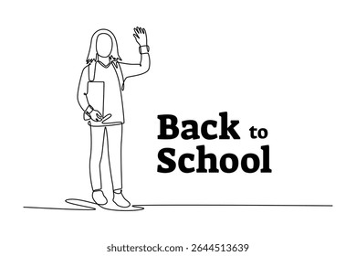Back to school concept. Single line draw design. Vector graphic illustration