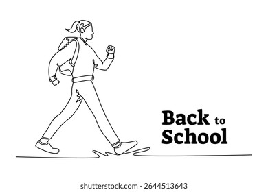 Back to school concept. Single line draw design. Vector graphic illustration